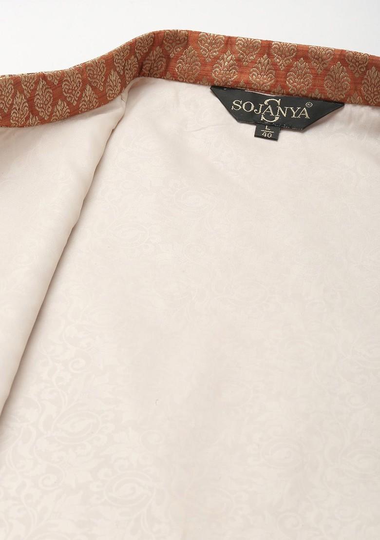 Blue Embroidered Poly Blend Kurta Set For Men