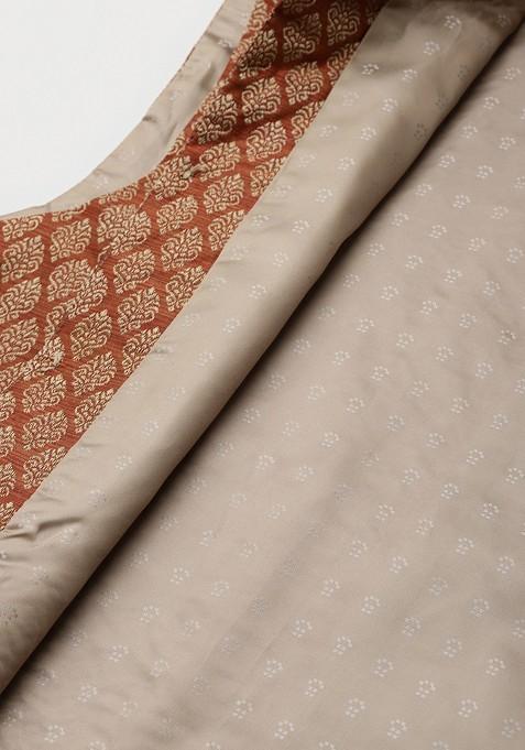 Maroon Ethnic Motifs Poly Blend Kurta Set For Men