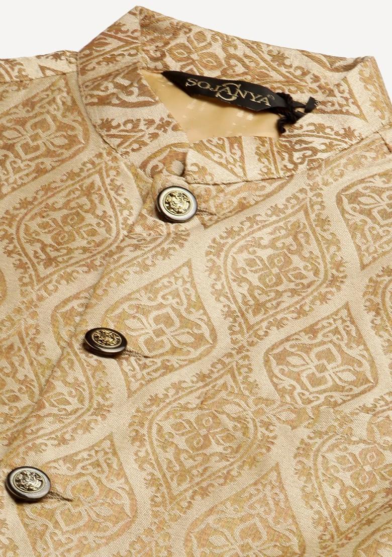 Purple Ethnic Motifs Poly Blend Kurta Set For Men