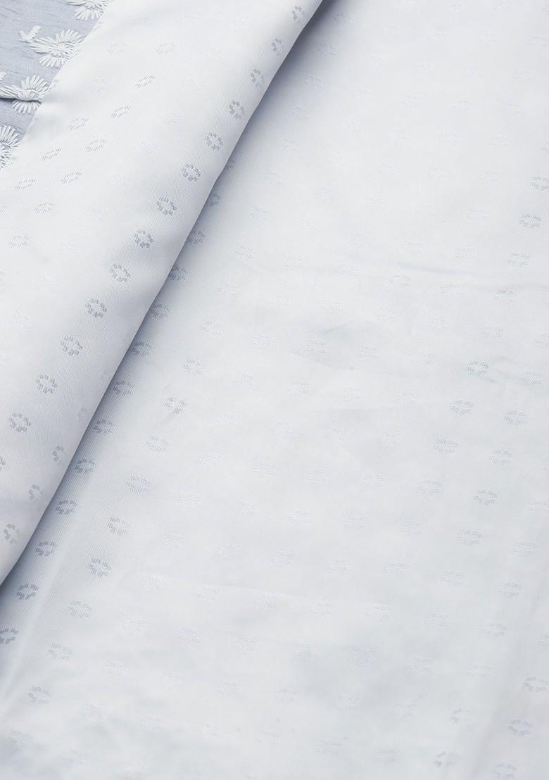 Pink Thread Work Poly Blend Kurta Set For Men