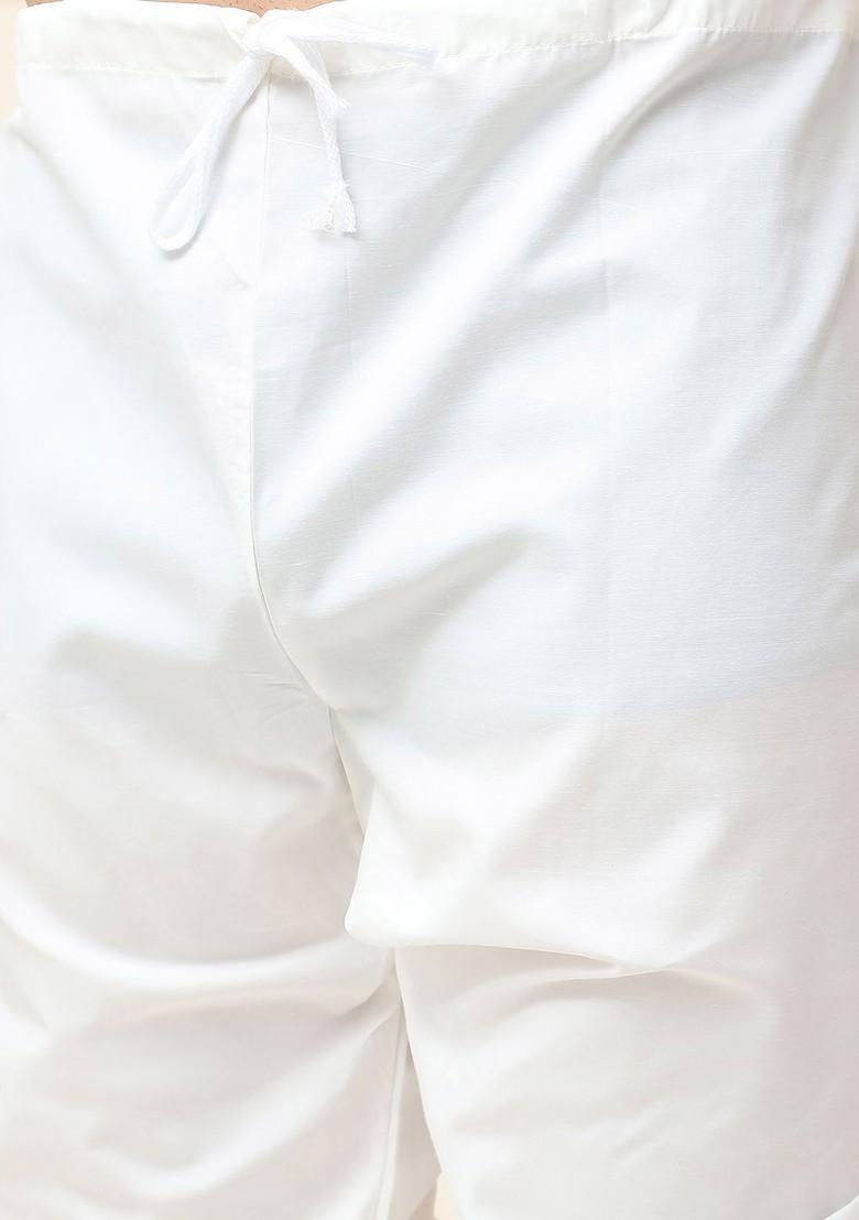 Cream Ethnic Motifs Cotton Kurta Set For Men