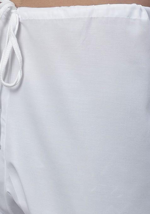 Teal Blue Striped Cotton Kurta Set For Men