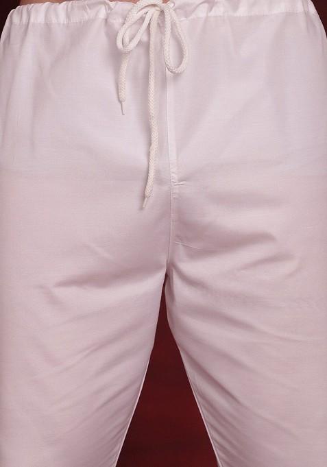 Green Embroidered Poly Blend Kurta Set For Men