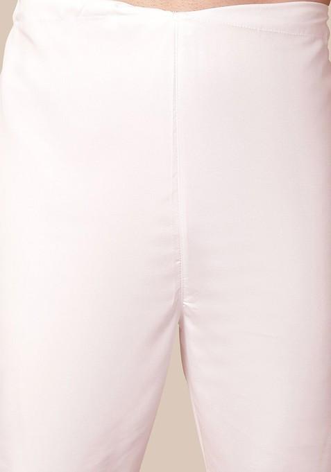 Teal Blue Printed Poly Blend Kurta Set For Men