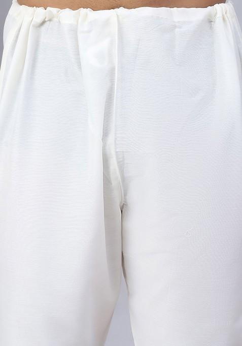 Blue Printed Poly Blend Kurta Set For Men