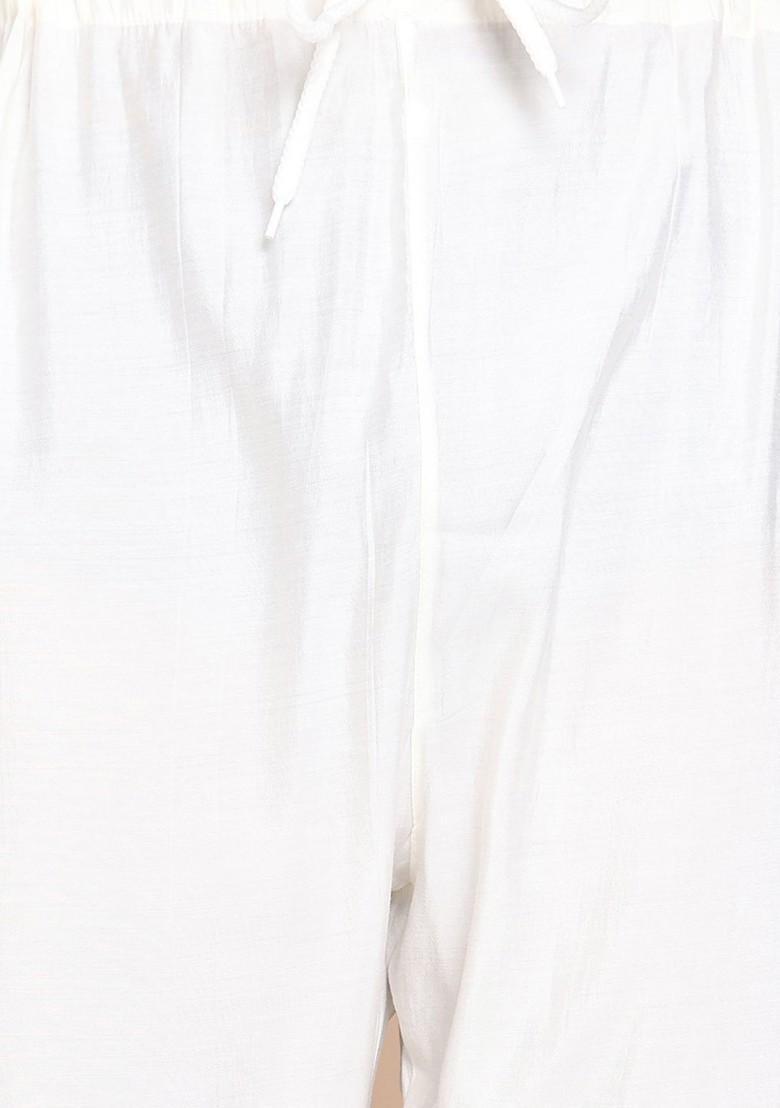 Beige Embroidered Poly Blend Kurta Set For Men