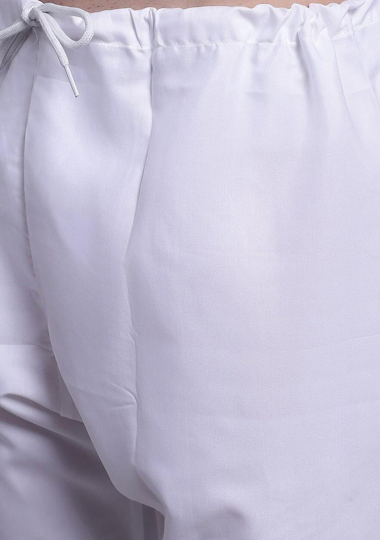 Lavender Embroidered Poly Blend Kurta Set For Men