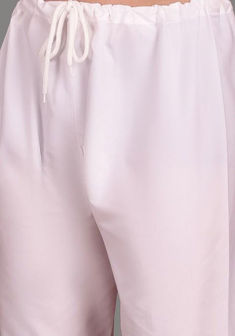 Grey Embroidered Poly Blend Kurta Set For Men