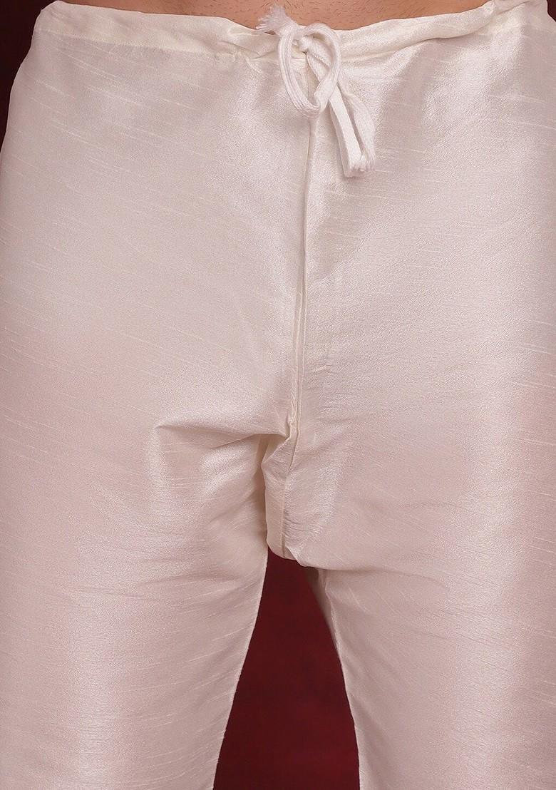 Red Printed Poly Blend Kurta Set For Men