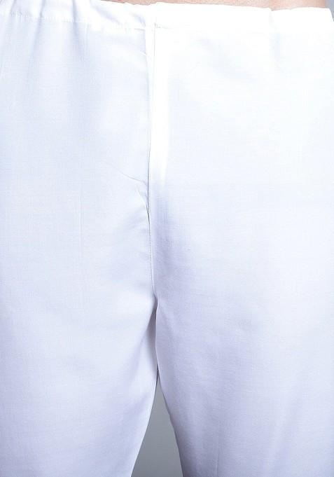 Navy Blue Printed Poly Blend Kurta Set For Men