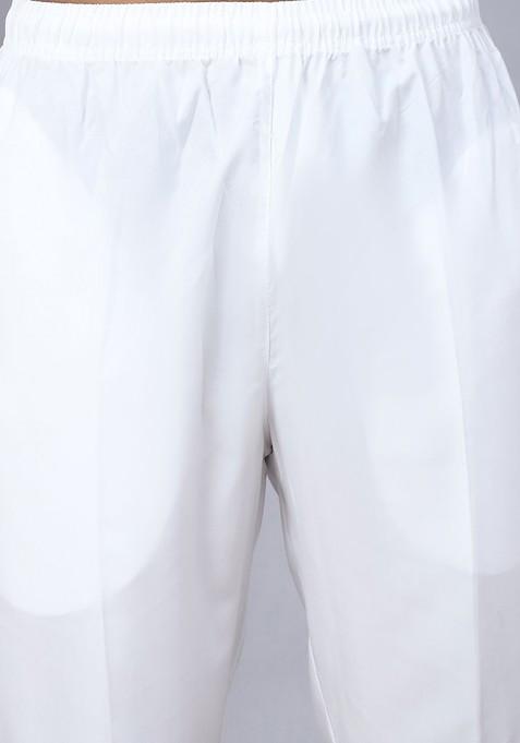 Maroon Embroidered Poly Blend Kurta Set For Men