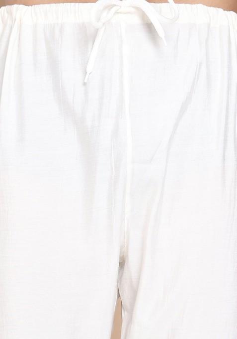 Maroon Embroidered Poly Blend Kurta Set For Men