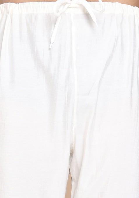 Navy Blue Embroidered Poly Blend Kurta Set For Men