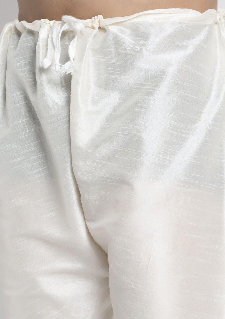 Navy Blue Embroidered Poly Blend Kurta Set For Men