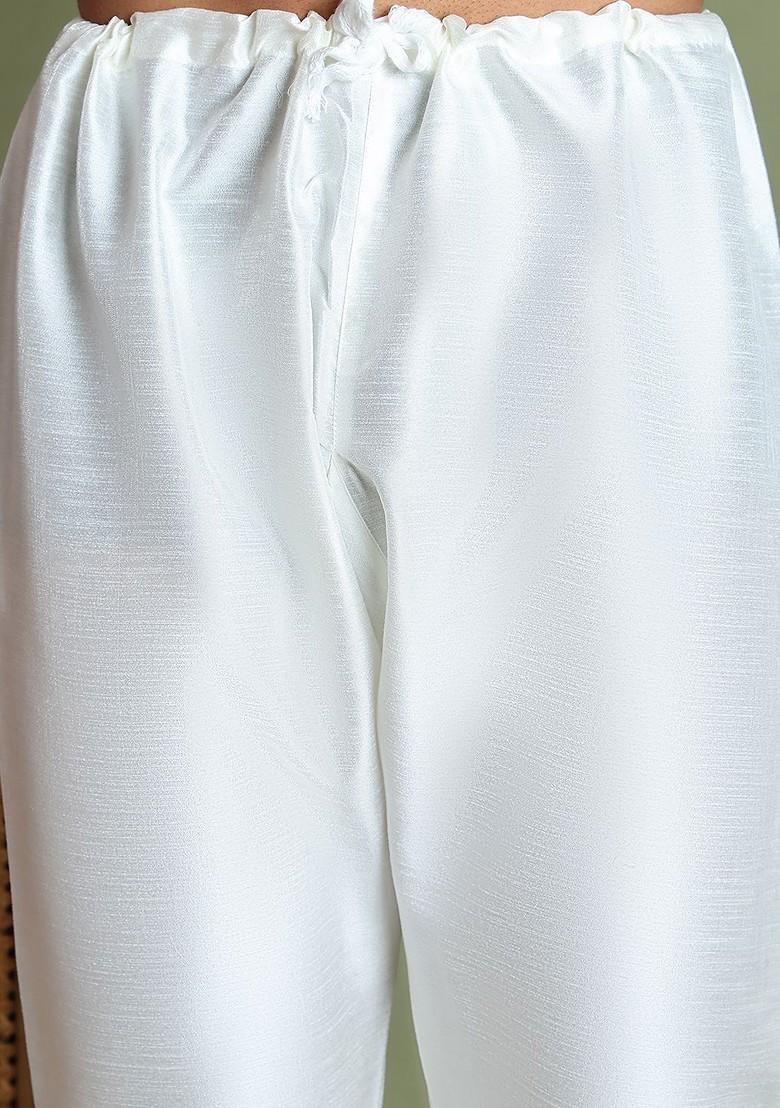 Navy Blue Printed Poly Blend Kurta Set For Men