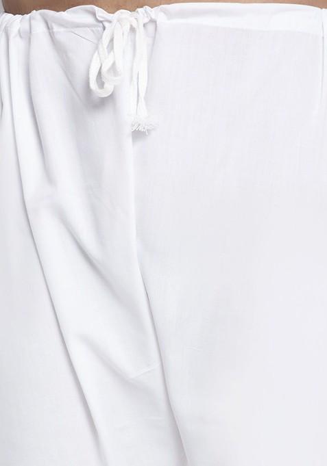 Yellow Embroidered Poly Blend Kurta Set For Men