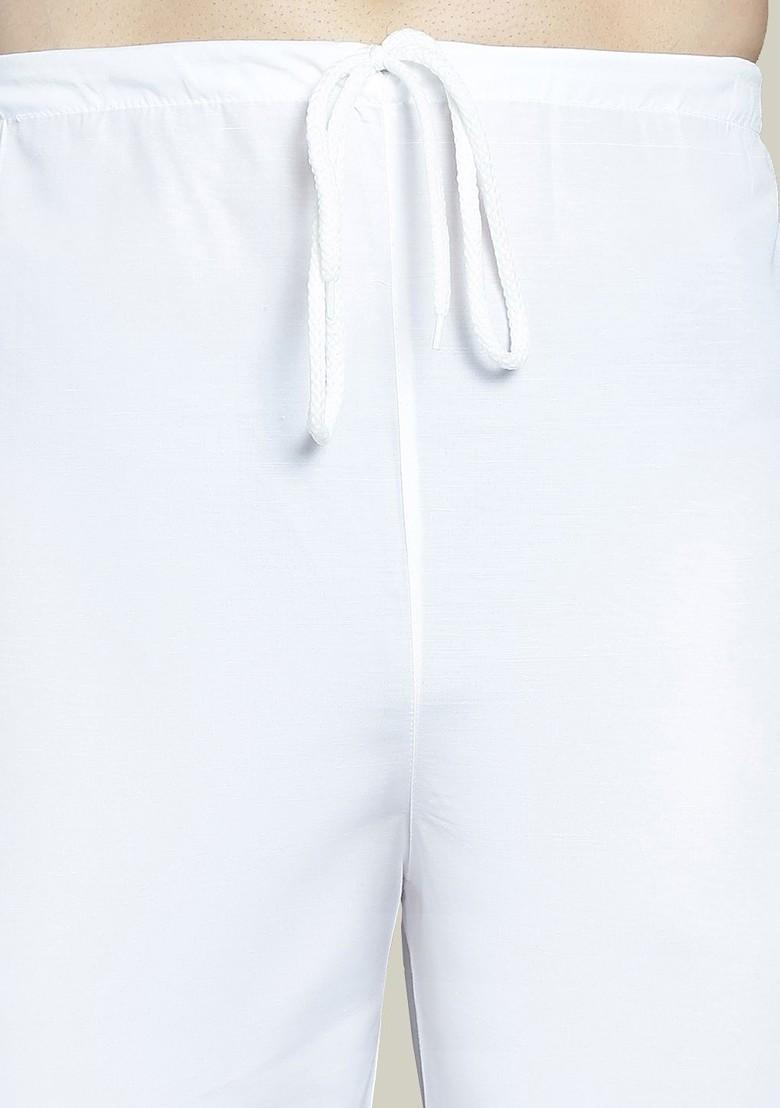 Peach Embroidered Poly Blend Kurta Set For Men