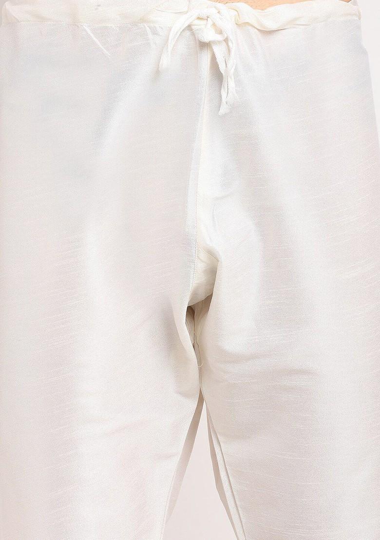 Gold Embroidered Poly Blend Kurta Set For Men