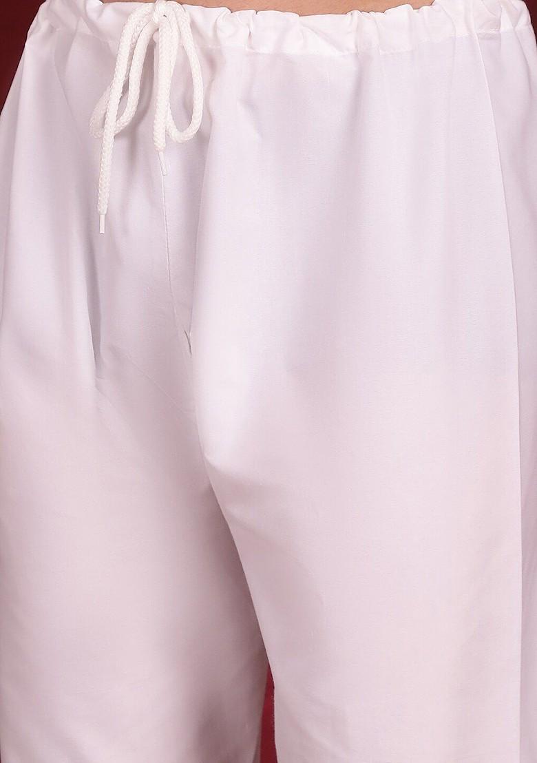 Beige Embroidered Poly Blend Kurta Set For Men