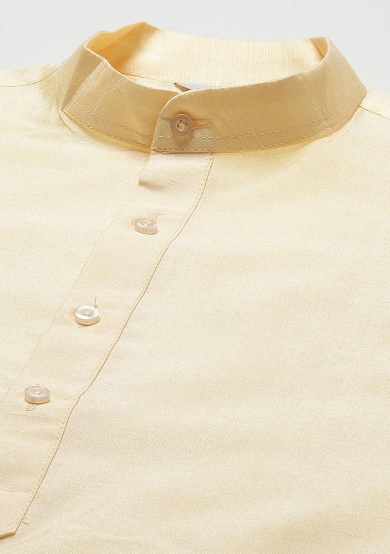 Green Ethnic Motif Poly Blend Kurta Set For Men