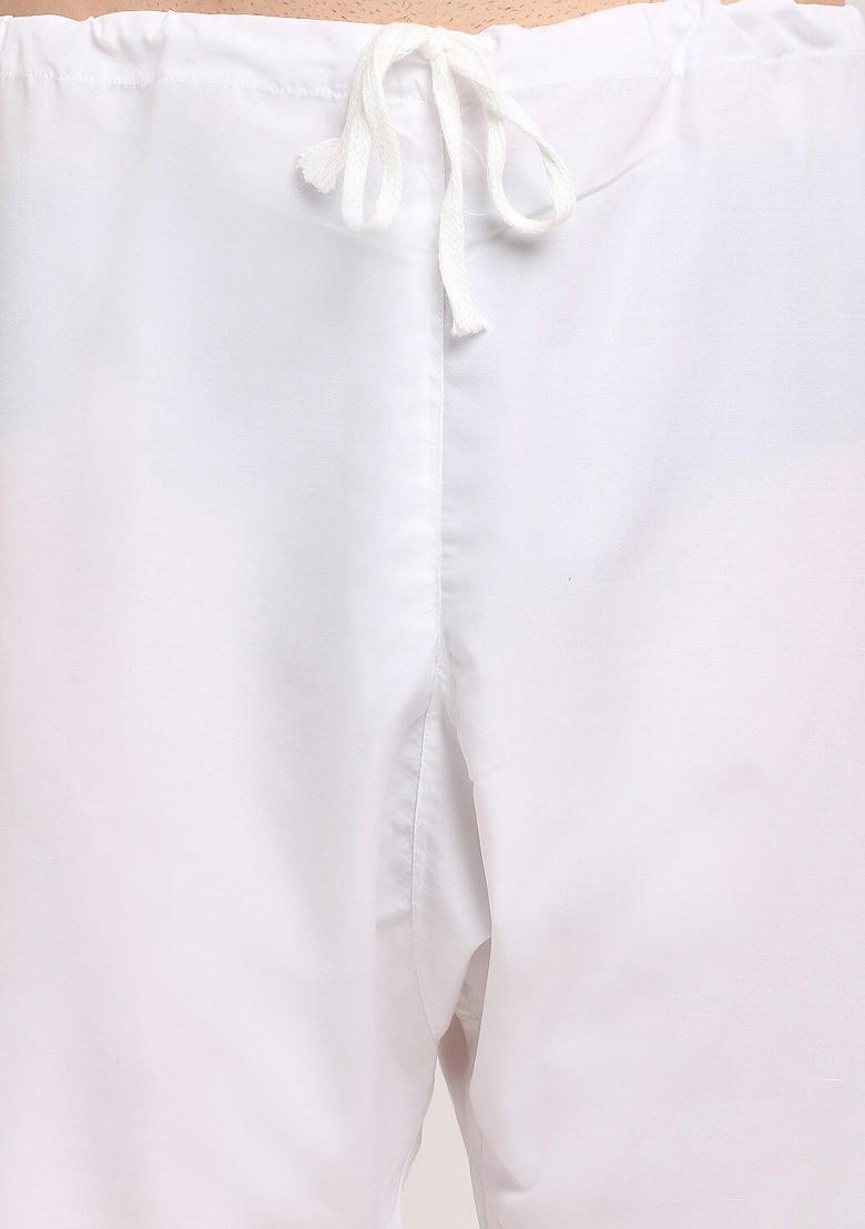 Pink Printed Poly Blend Kurta Set For Men