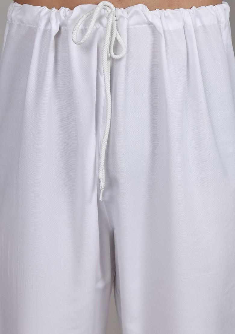 Mustard Yellow Embroidered Poly Blend Kurta Set For Men