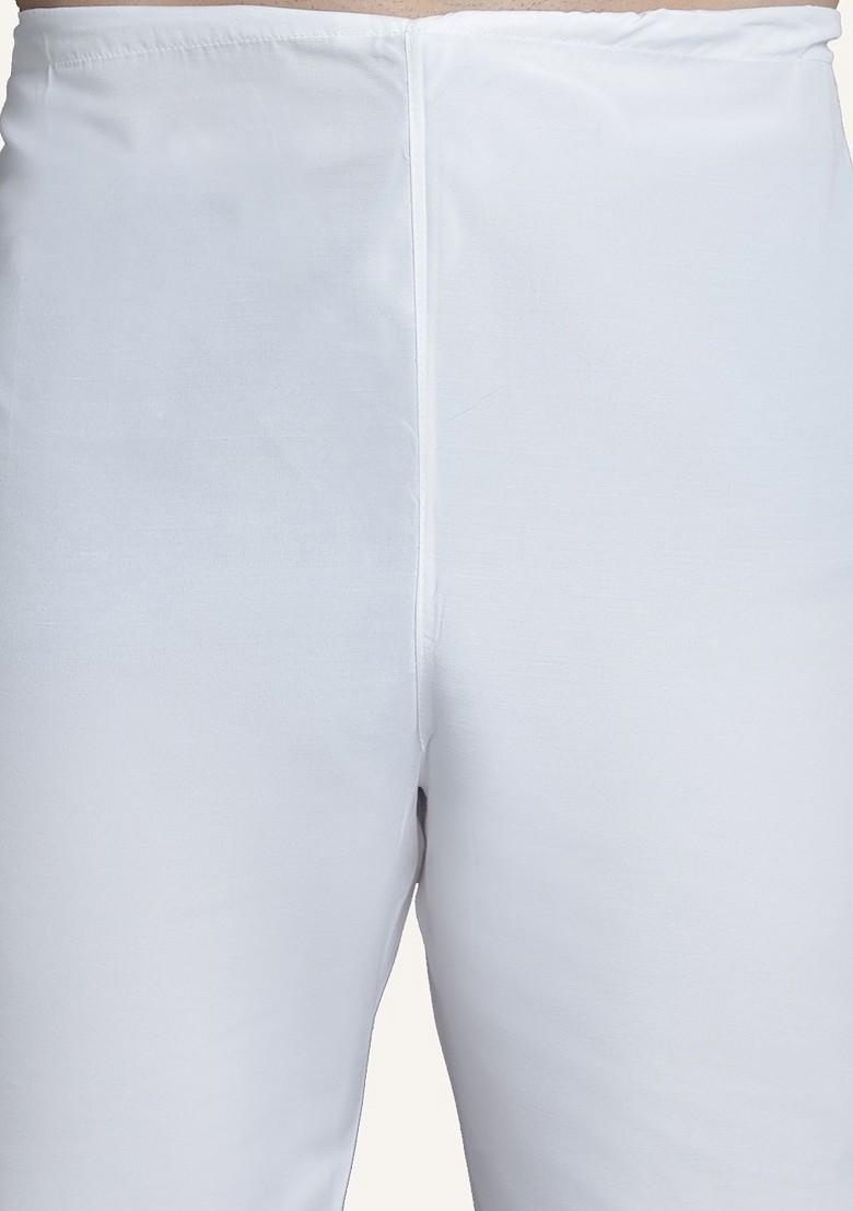 Navy Blue Embroidered Poly Blend Kurta Set For Men