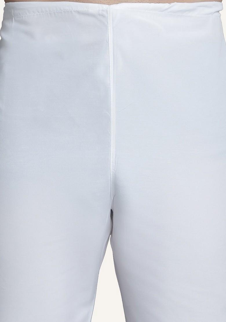 Navy Blue Embroidered Poly Blend Kurta Set For Men