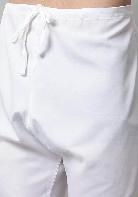 Mustard Yellow Embroidered Poly Blend Kurta Set For Men