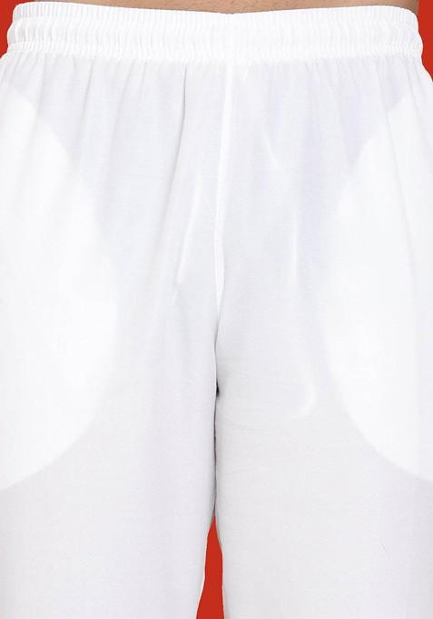 Navy Blue Embroidered Poly Blend Kurta Set For Men