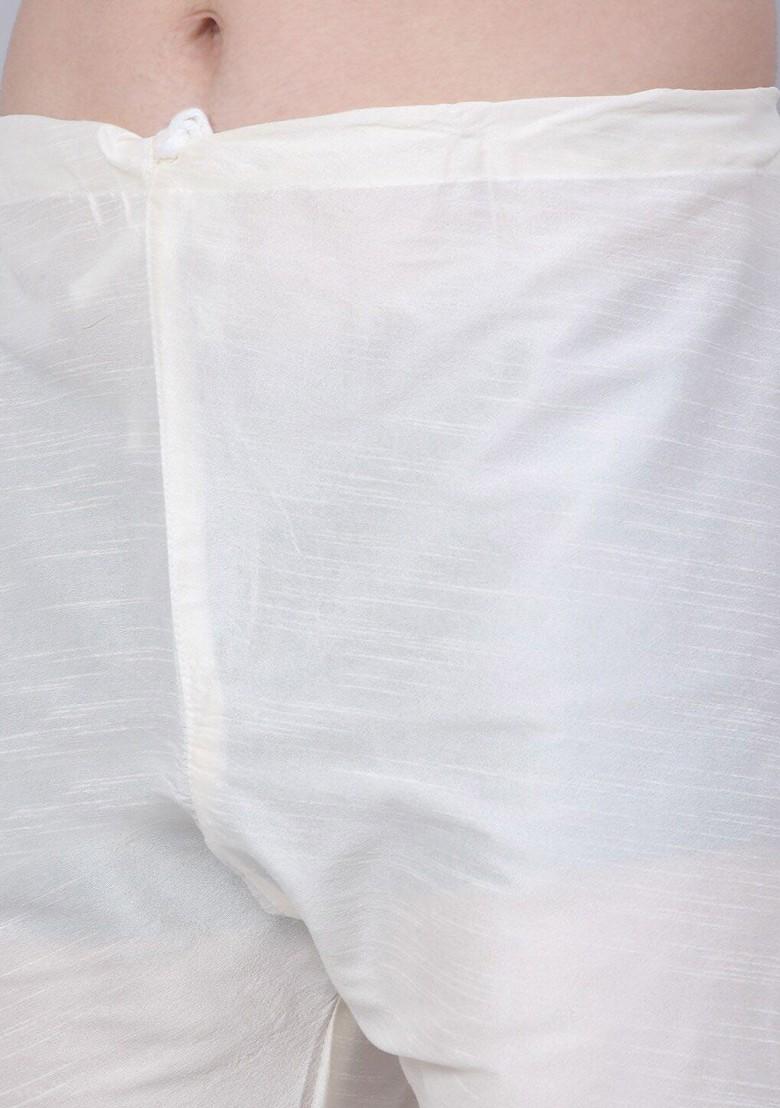 Blue Woven Design Poly Blend Kurta Set For Men