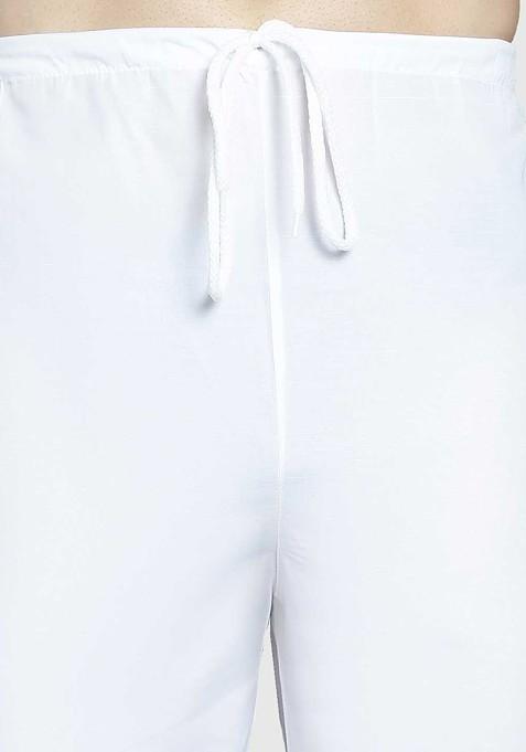 Maroon Embroidered Poly Blend Kurta Set For Men