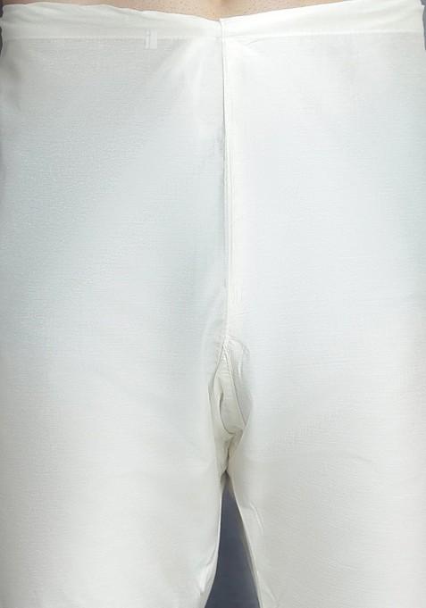 Navy Blue Embroidered Poly Blend Kurta Set For Men