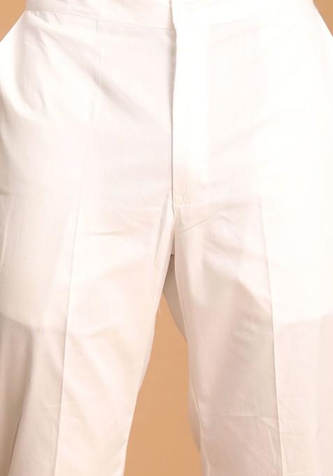 Grey Ethnic Motifs Cotton Kurta Set For Men