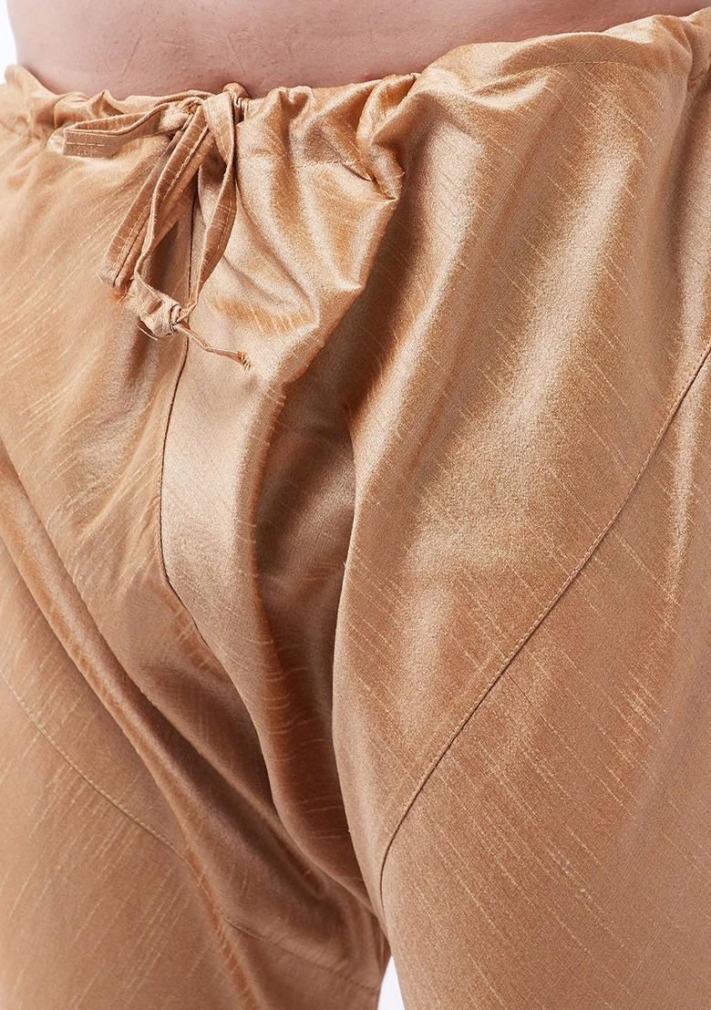 Pink Solid Poly Blend Kurta Set For Men