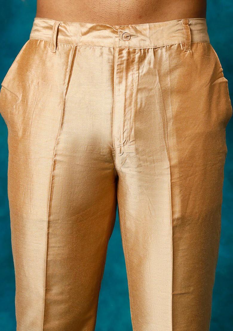 Black Ethnic Motifs Poly Blend Kurta Set For Men