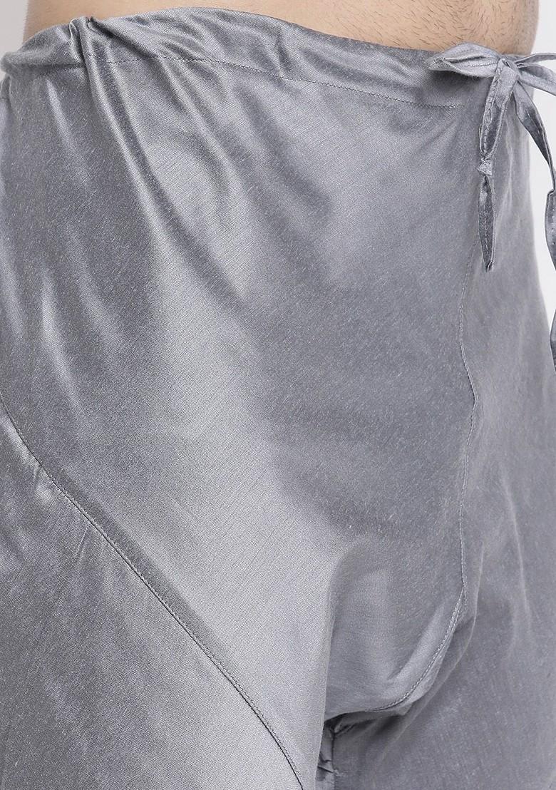 Grey Printed Cotton Kurta Set For Men