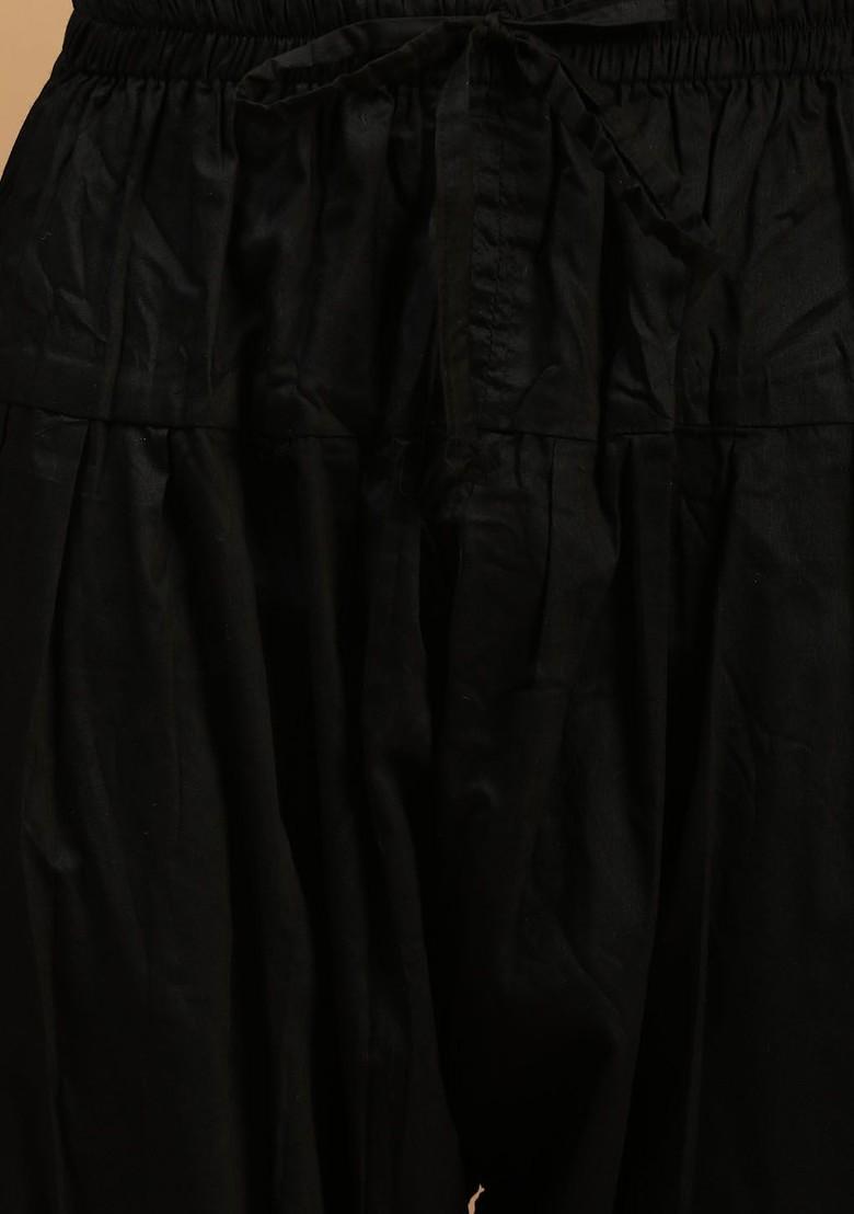 Black Solid Poly Blend Kurta Set For Men
