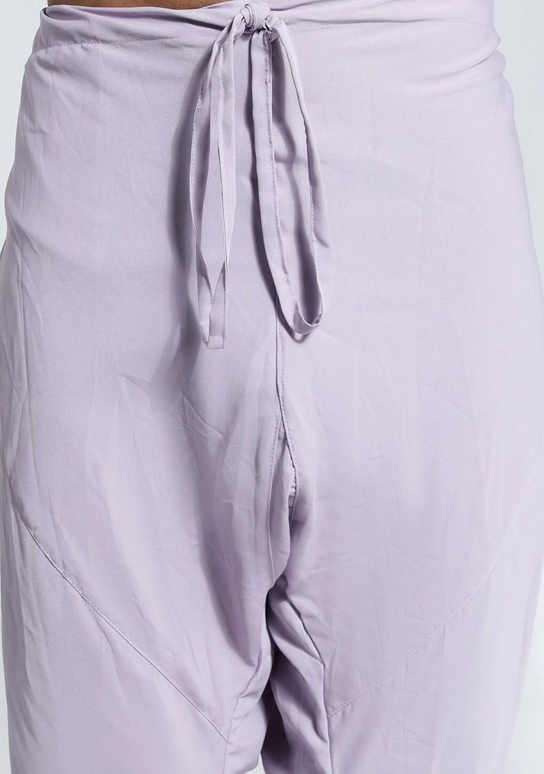 Purple Solid Poly Blend Kurta Set For Men