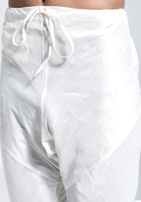 Pink Embroidered Silk Kurta Set For Men