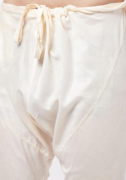 Pink Floral Print Poly Blend Kurta Set For Men