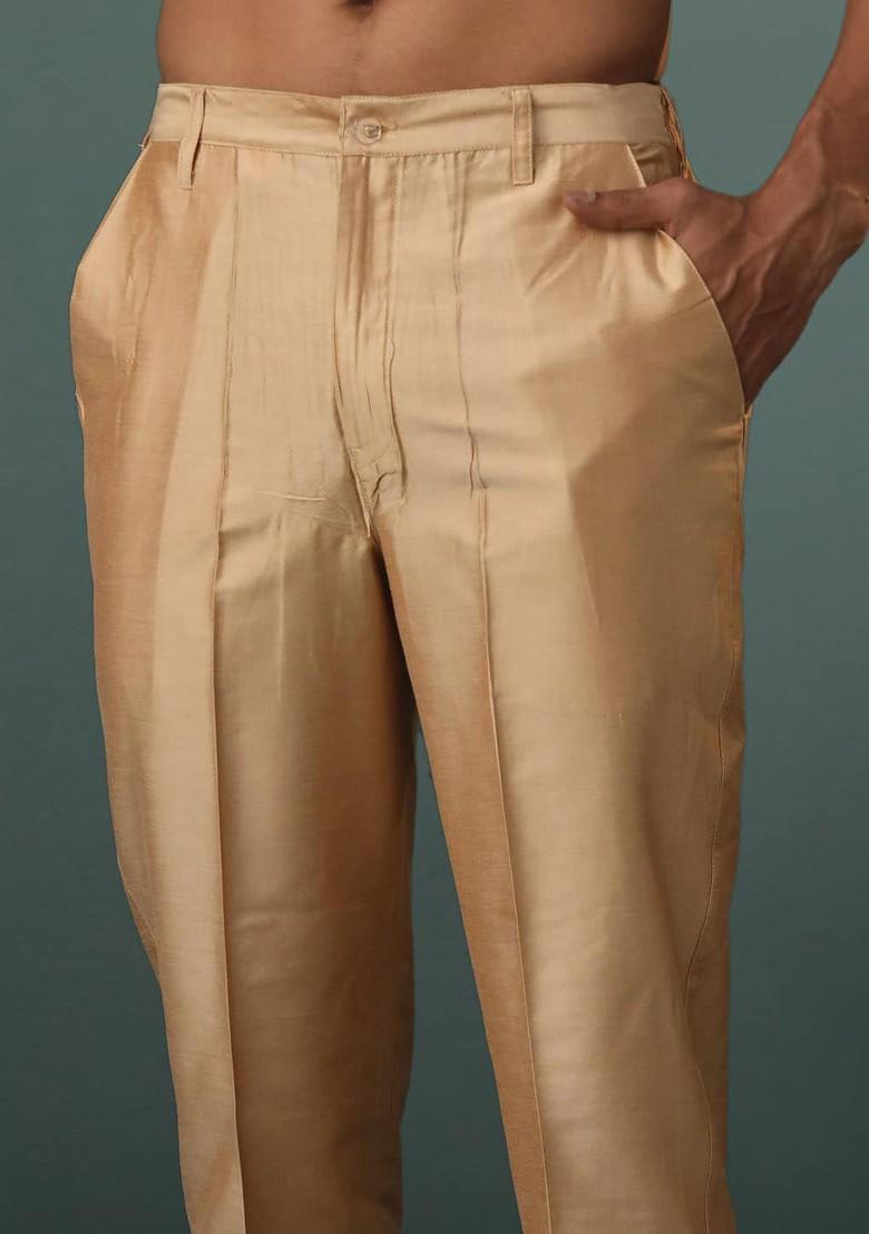 Peach Floral Print Poly Blend Kurta Set For Men