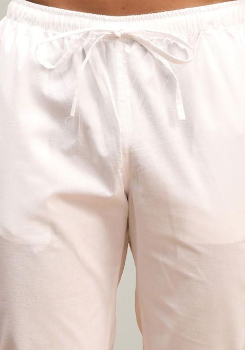 Grey Ethnic Motifs Cotton Kurta Set For Men