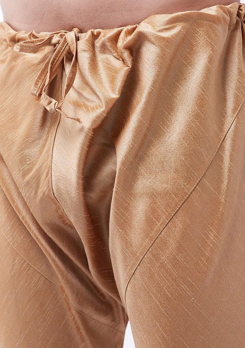 Maroon Woven Poly Blend Kurta Set For Men