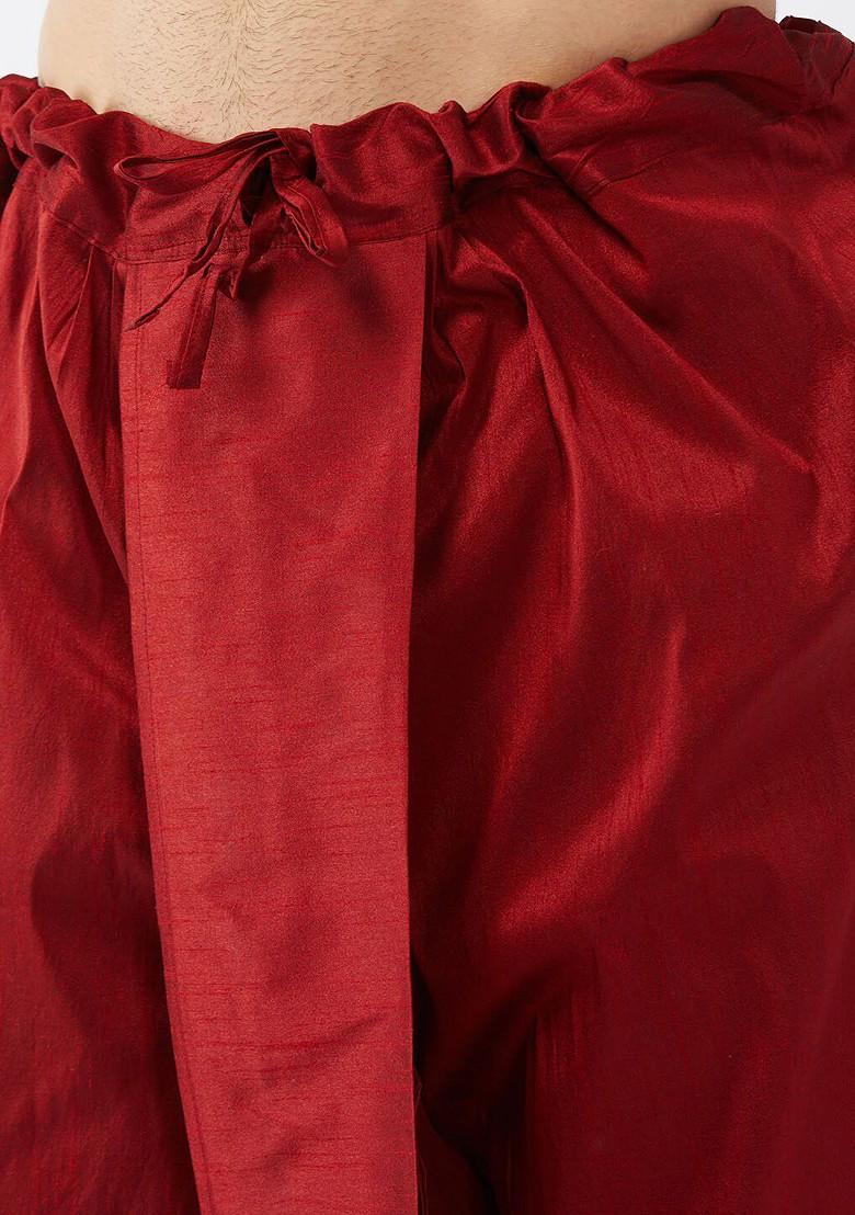 Beige Solid Poly Blend Kurta Set For Men