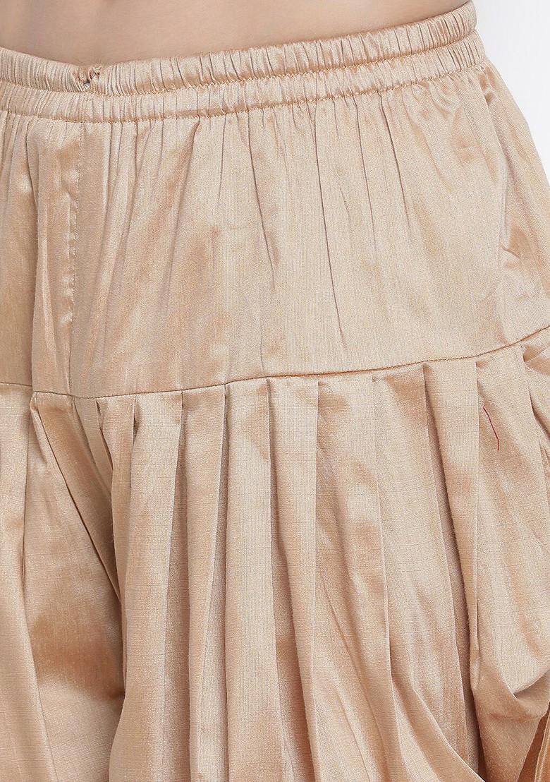 Gold Woven Poly Blend Kurta Set For Men