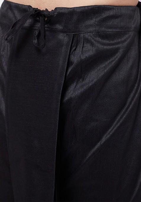 Rose Gold Solid Poly Blend Kurta Set For Men