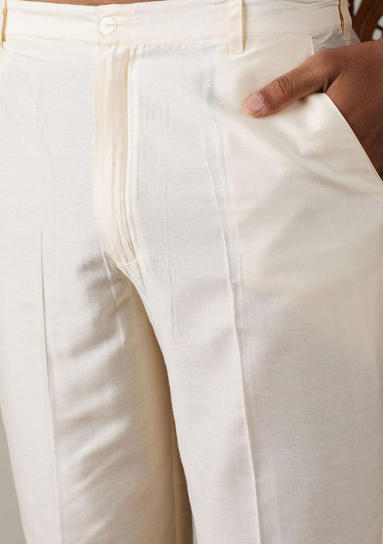 Yellow Thread Work Poly Blend Kurta Set For Men