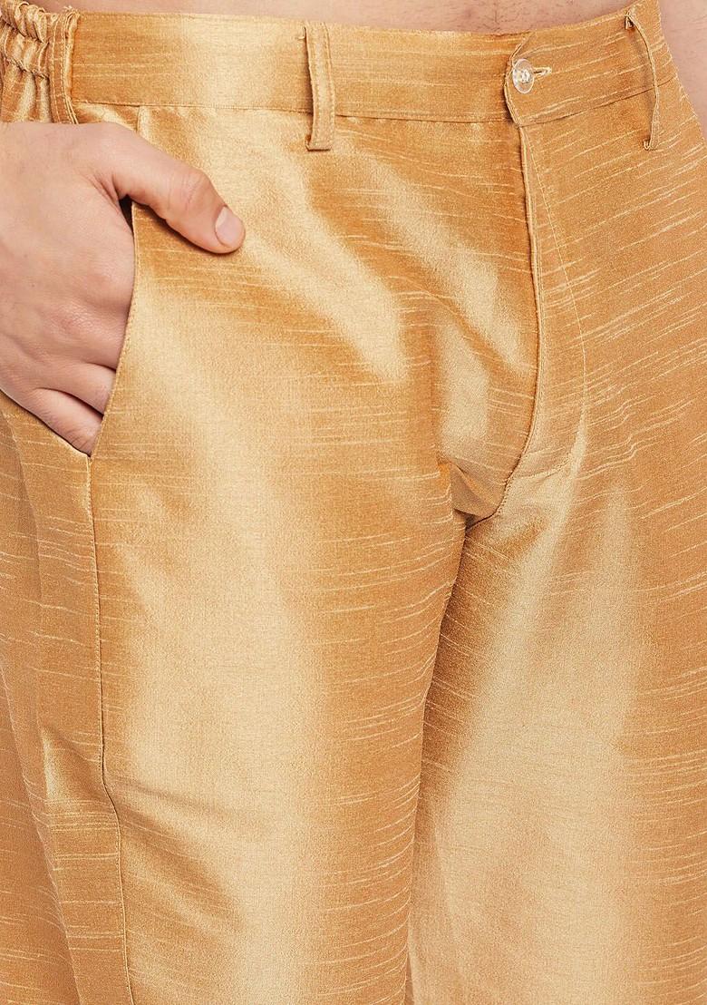 Brown Woven Poly Blend Kurta Set For Men