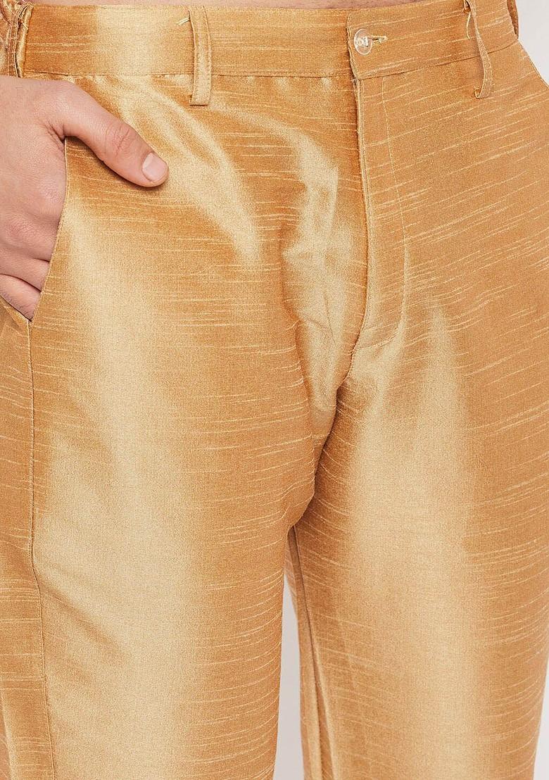 Pink Ethnic Motifs Jacquard Kurta Set For Men